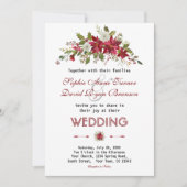 シックウィンターホリデーポインセチア結婚ズ 招待状 (正面)