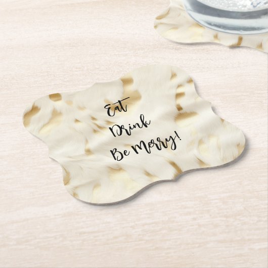 シックウェスタン金ゴールドホワイトクリームコウィド ペーパーコースター (アングル)