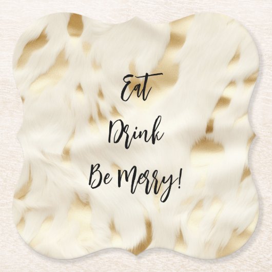 シックウェスタン金ゴールドホワイトクリームコウィド ペーパーコースター (正面)