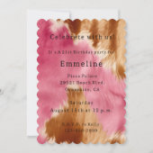 シックウエスタンピンククリーム金ゴールド女性のカーボーイ牛革 招待状 (正面)