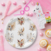 シックウエスタンボホフローラブーケパターン ペーパープレート (パーティー)