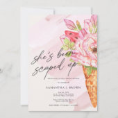シックウォーターカラーアイスクリームブライダルシャワー 招待状 (正面)