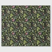 シックウォーターカラーグリーンリーボタニックホリデー ラッピングペーパー (フラット)