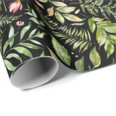 シックウォーターカラーグリーンリーボタニックホリデー ラッピングペーパー (ロールコーナー)