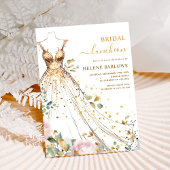 シックウォーターカラーフローラエレガントブライダルルンチョン 招待状