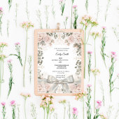 シックウォーターカラーフローラエレガント&ボウブライダルシャワー 招待状