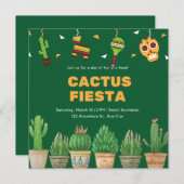 シックウォーターカラーフローラカクタスフィエスタブライダルシャワー 招待状 (正面/裏面)