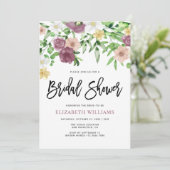 シックウォーターカラーフローラガーデンブライダルシャワー 招待状 (スタンド正面)