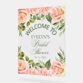 シックウォーターカラーフローラブライダルシャワーへようこそ アクリルサイン (傾斜)