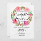 シックウォーターカラーフローラリース結婚式招待状7 招待状 (正面/裏面)