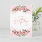 シックウォーターカラーフローラ誕生日 カード (スタンド正面)