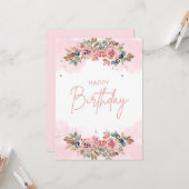 シックウォーターカラーフローラ誕生日 カード (正面/裏面インサイチュ)