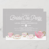 シックウォーターカラーブライダルティーパーティーブライダルシャワー 招待状 (正面/裏面)