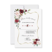 シックウォーターカラーブルゴーニュ赤面フローラ金ゴールド結婚ズ