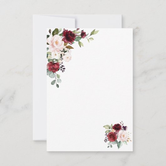 シックウォーターカラーブルゴーニュ赤面フローラ金ゴールド結婚ズ 出欠カード (裏面)