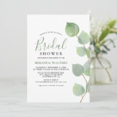 シックウォーターカラーユーカリプトゥスグリーンリーブライダルシャワー 招待状 (スタンド正面)