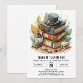 シックウォーターカラー探知誕生日 招待状 (正面/裏面)