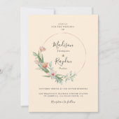 シックウォーターフローラ縁どリングや輪ベージュ結婚ズ 招待状 (正面)