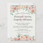 シックウォーター色フローラウェディングシャワー招待状 招待状 (正面)
