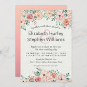 シックウォーター色フローラウェディングシャワー招待状 招待状 (正面/裏面)