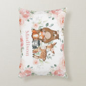 シックウッドランドアニマルズパステル赤面フローラ金ゴールド アクセントクッション (正面(垂直))