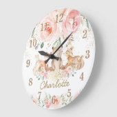シックウッドランドアニマルズ赤面フローラガールベッドルーム ラージ壁時計 (傾斜)