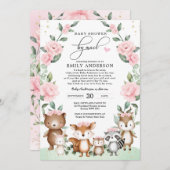 シックウッドランドベビーシャワーバイメール赤面フローラ 招待状 (正面/裏面)