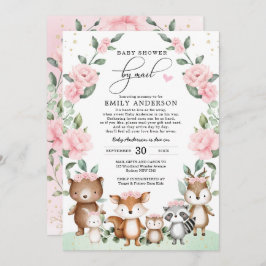 シックウッドランドベビーシャワーバイメール赤面フローラ 招待状