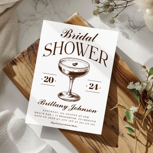 シックエスプレッソマルティーニブライダルシャワー 招待状