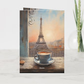 シックエッフェルタワーカフェコーヒーパリ誕生日 カード (裏面)