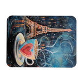 シックエッフェルタワーハートカフェコーヒーチョークパリ マグネット (横)