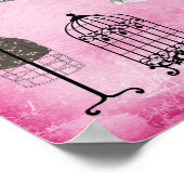 シックエッフェルタワーピンクパリファッション ポスター (角)