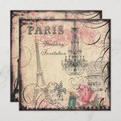 シックエッフェルタワー&シャンデ結婚リアズ 招待状 (正面/裏面)