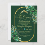シックエメラルドグリーンキンセアニェラ15th誕生日 招待状 (正面)