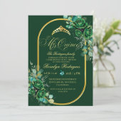 シックエメラルドグリーンキンセアニェラ15th誕生日 招待状 (スタンド正面)