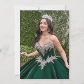 シックエメラルドグリーンキンセアニェラ15th誕生日 招待状 (裏面)