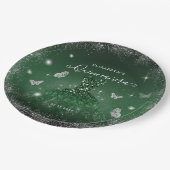 シックエメラルドグリーンシルバーグリッターガウンキンセアニラ ペーパープレート (アングル)