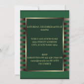 シックエメラルドグリーンストライプ金ゴールド幾何学的誕生日 招待状 (裏面)