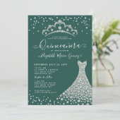 シックエメラルドグリーンダイアモンドティアラガウンキンセアニェラ 招待状 (スタンド正面)