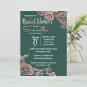 シックエメラルドグリーンバラ金ゴールドフローラブライダルシャワー 招待状 (スタンド正面)