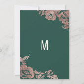 シックエメラルドグリーンバラ金ゴールドフローラブライダルシャワー 招待状 (裏面)