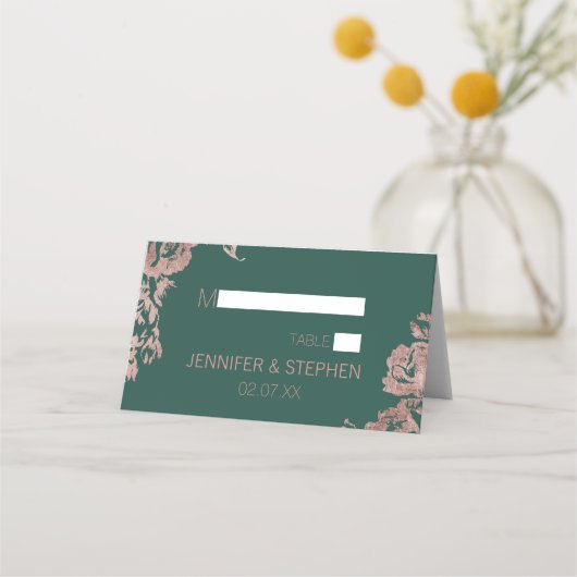 シックエメラルドグリーンバラ金ゴールドフローラ座席表 プレイスカード (正面)