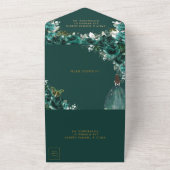 シックエメラルドグリーンフローラキンセアニェラプリンセス オールインワン招待状 (外側)