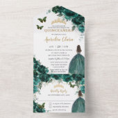 シックエメラルドグリーンフローラキンセアニェラプリンセス オールインワン招待状 (内側)