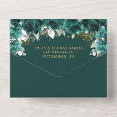 シックエメラルドグリーンフローラキンセアニェラプリンセス オールインワン招待状 (裏面)