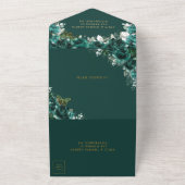 シックエメラルドグリーンフローラキンセアニェラ蝶 オールインワン招待状 (外側)