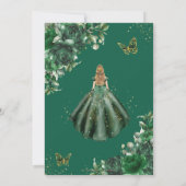 シックエメラルドグリーンフローラブロンドガールキンセアニラ 招待状 (裏面)