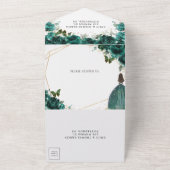 シックエメラルドグリーンフローラプリンセスキンセアニラ オールインワン招待状 (外側)