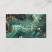 シックエメラルドグリーンマラカイト金ゴールドグリッタージュエリー 名刺 (正面)