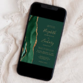 シックエメラルドグリーン金ゴールドアゲート結婚ズ 招待状